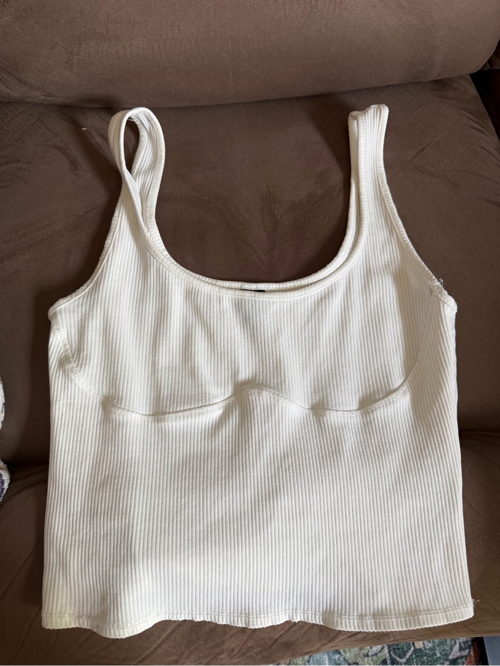 wild fable White Ribbed Scoop Tank Top